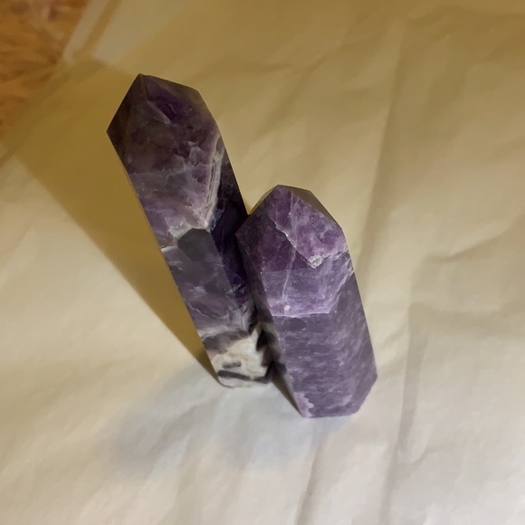 Amethyst Crystal Stone Pillar 2 Set - Picture 2 of 3